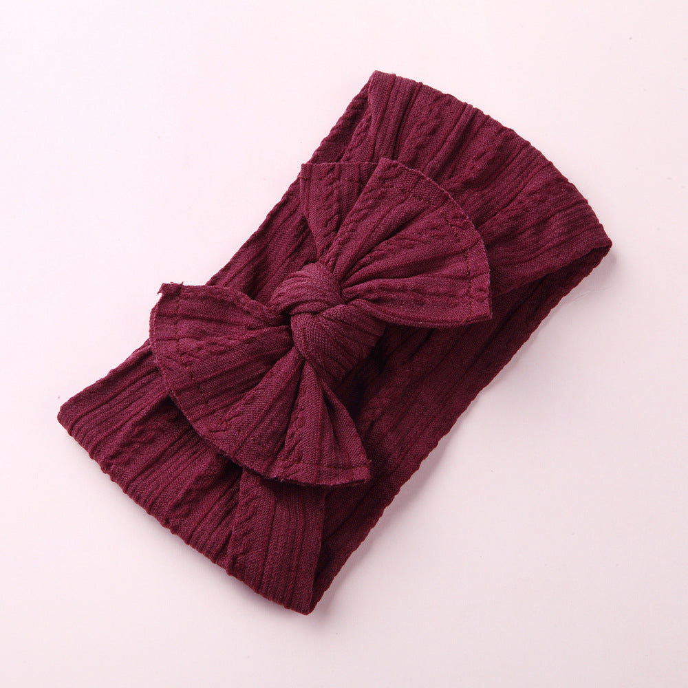Wholesale Nylon baby elastic jacquard wide bow headband